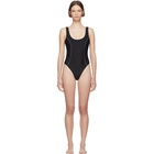 Versace Underwear Black Logo Ribbon One-Piece Swimsuit