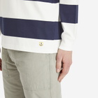 Armor-Lux Men's Wide Stripe Long Sleeve T-Shirt in Milk/Marine Deep