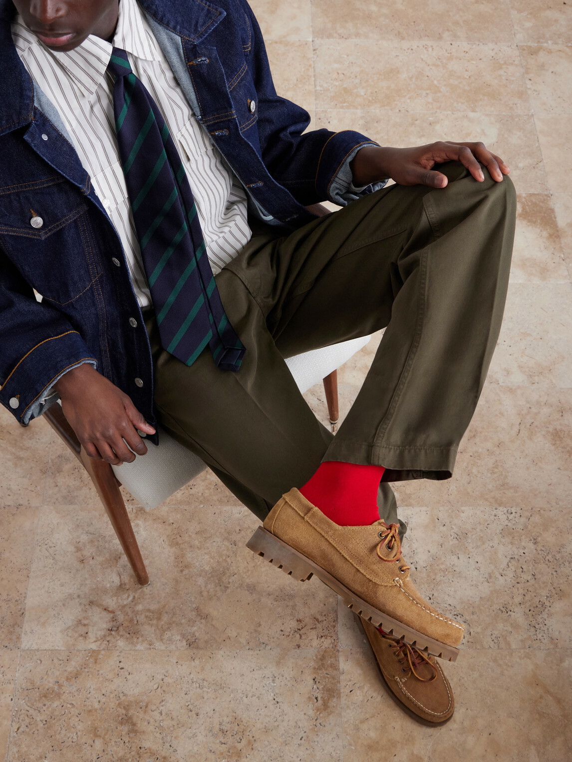 Drake's - Straight-Leg Peached Cotton-Twill Trousers - Green