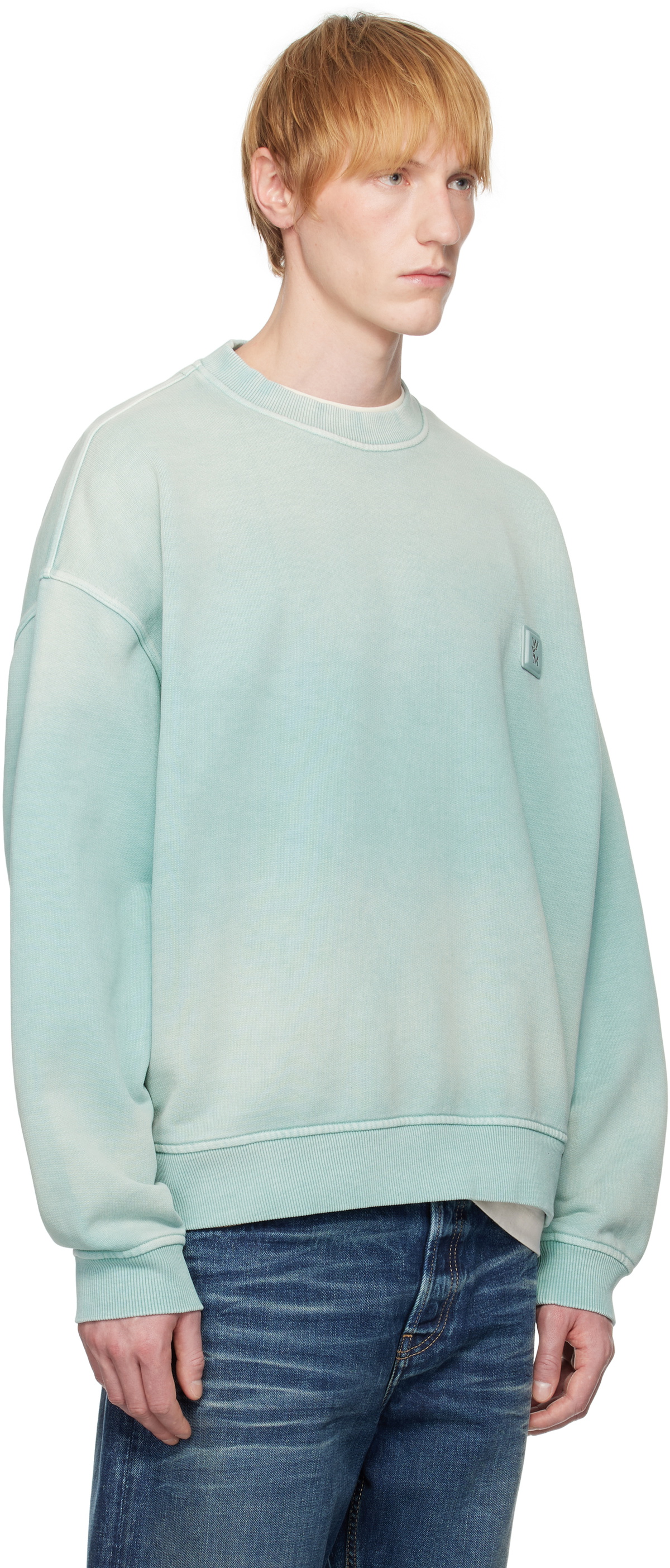 WOOYOUNGMI Blue Dying Back Logo Sweatshirt