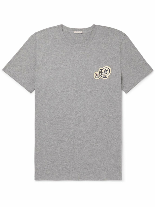 Photo: Moncler - Logo-Appliquéd Cotton-Jersey T-Shirt - Gray