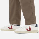 Veja Men's V-12 Leather Sneakers in White/Burgundy/Navy