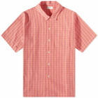 Universal Works Men's Summer Check Road Shirt in Orange