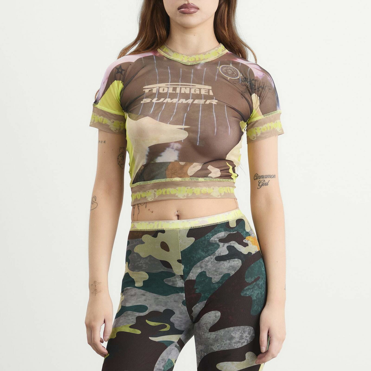 Ottolinger Women's Mesh Otto T-Shirt in Morph Camo