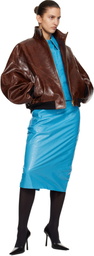 WILLY CHAVARRIA Brown Leather Ruff Rider Jacket