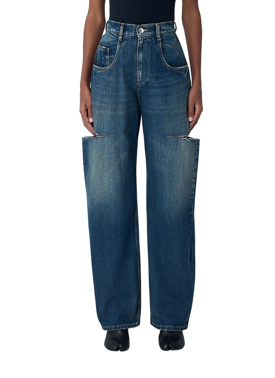 パンツ MAISON MARGIELA 5POCKETS CUTOUT DNIM MAISON MARGIELA Cutout high-rise wide-leg jeans | NET-A-PORTER
