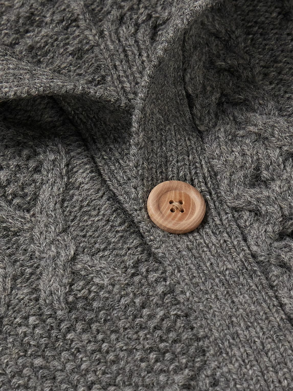 Beams Plus - Alan Patchwork Cable-Knit Wool Cardigan - Gray Beams Plus