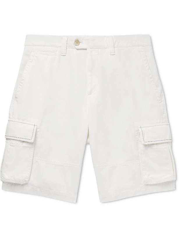 Photo: Brunello Cucinelli - Straight-Leg Cotton-Gabardine Cargo Shorts - White