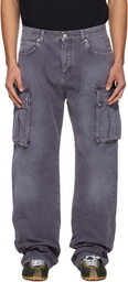 Balmain Purple Loose-Fit Denim Cargo Pants