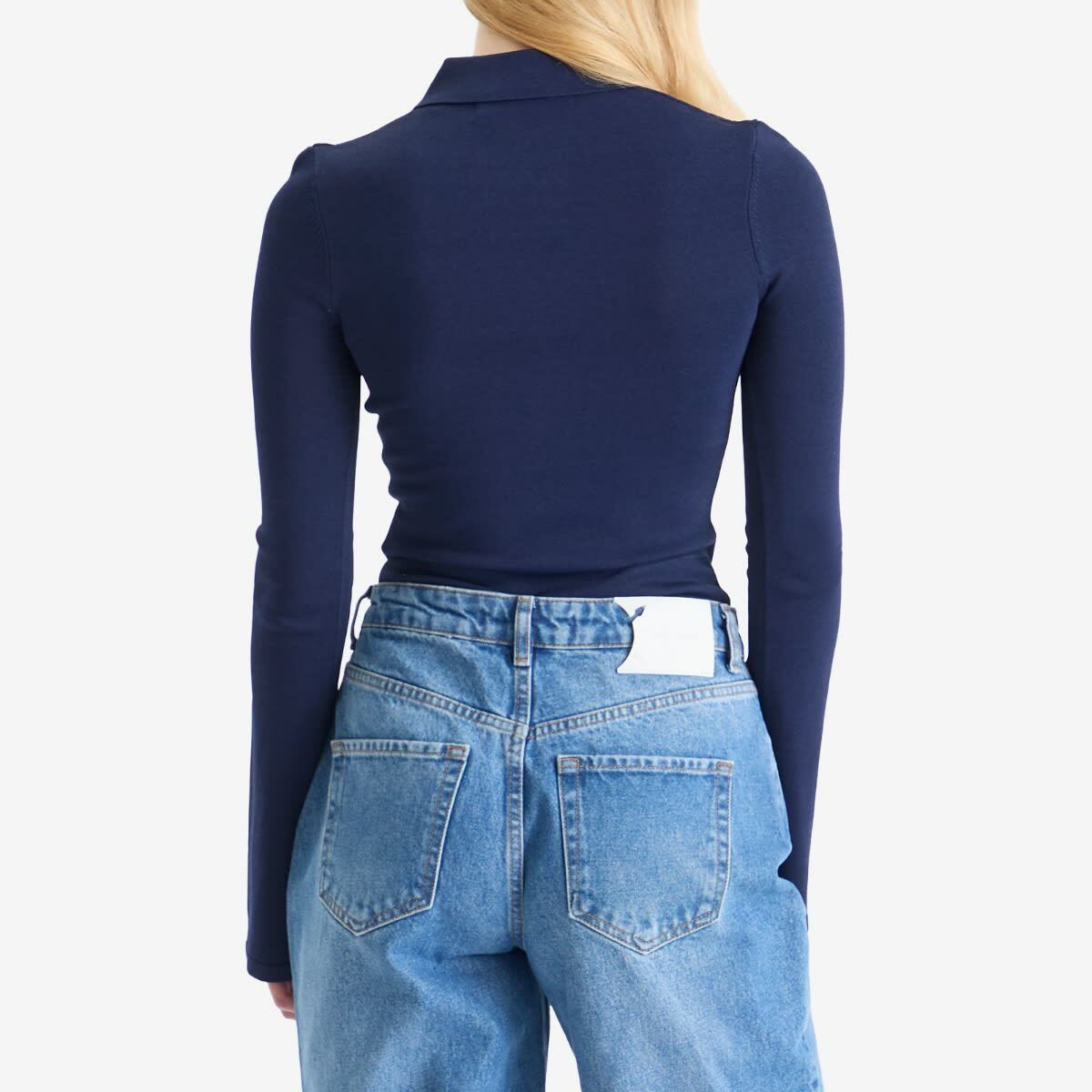 Daily Paper Women's Zip Knit Polo in Blue