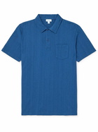Sunspel - Indigo-Dyed Cotton-Piqué Polo Shirt - Blue