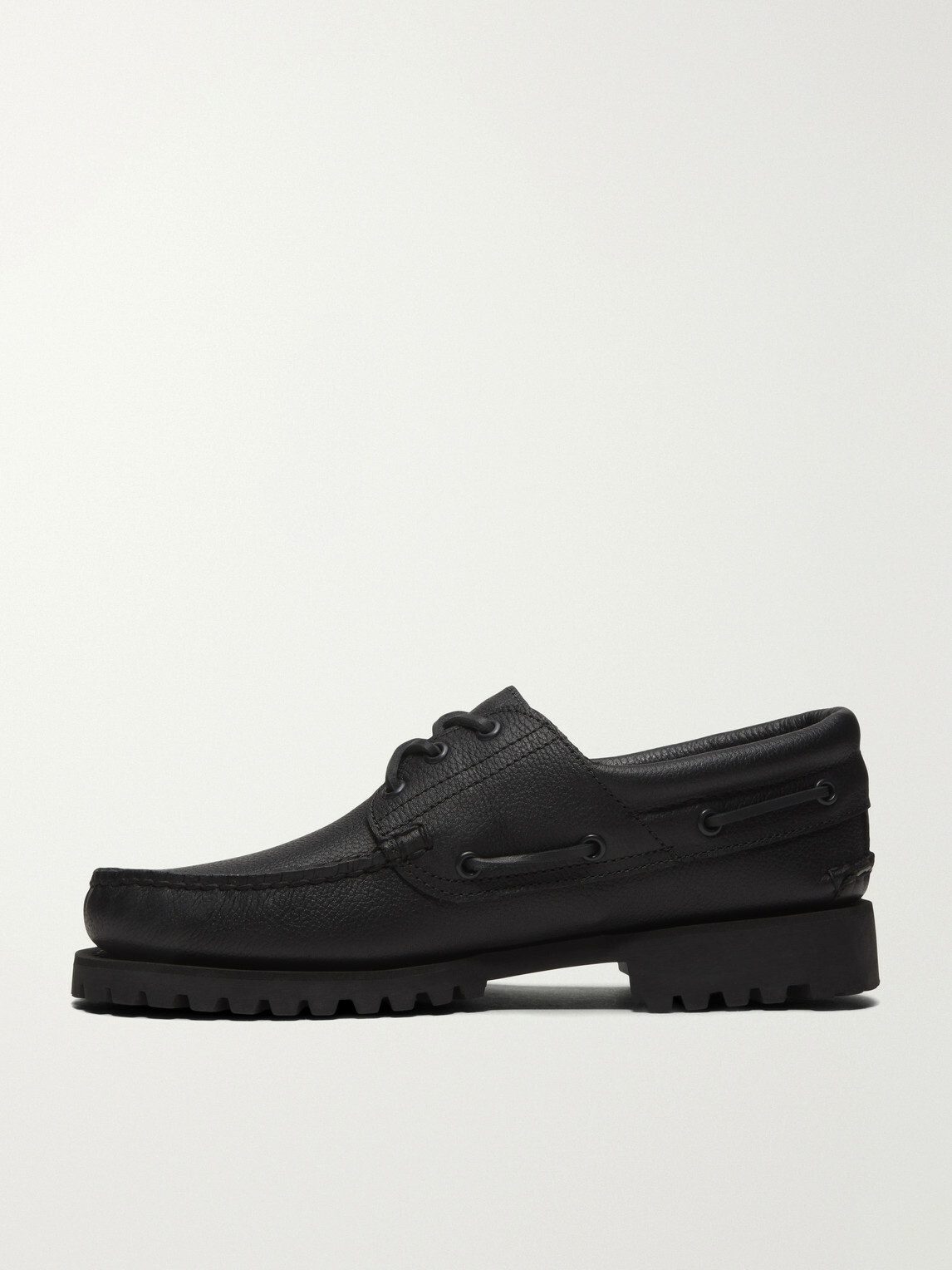 Timberland - Authentic 3-Eye Lug Full-Grain Leather Boat Shoes - Black