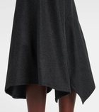Loewe Asymmetric wool and cashmere midi skirt