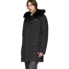 Yves Salomon - Army Black Down and Fur Bachette Coat