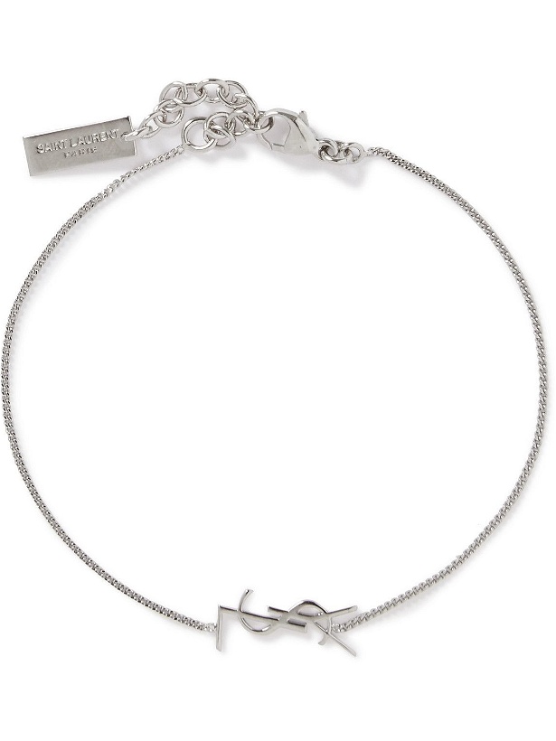 Photo: SAINT LAURENT - Logo-Detailed Silver-Tone Chain Bracelet - Silver
