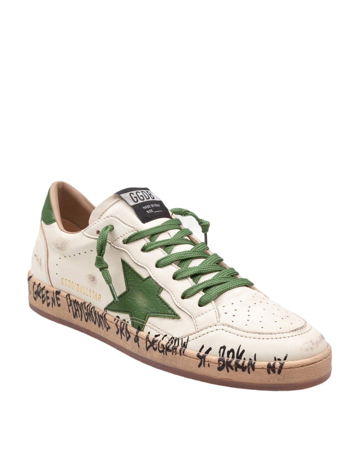 Golden Goose Ballstar Leather Sneakers White And Green
