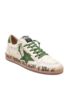 Golden Goose Ballstar Leather Sneakers White And Green