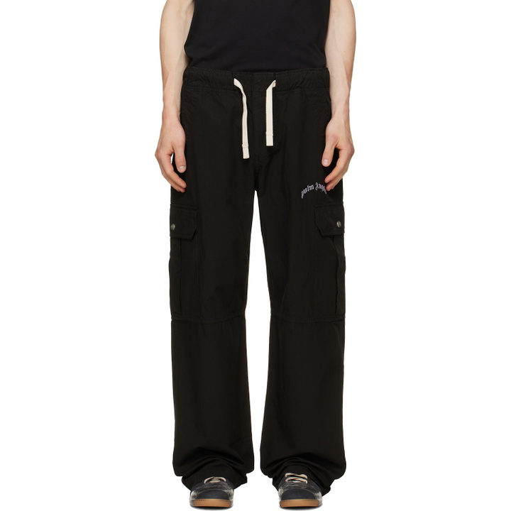 Photo: Palm Angels Black Curved Logo Loose Cargo Pants