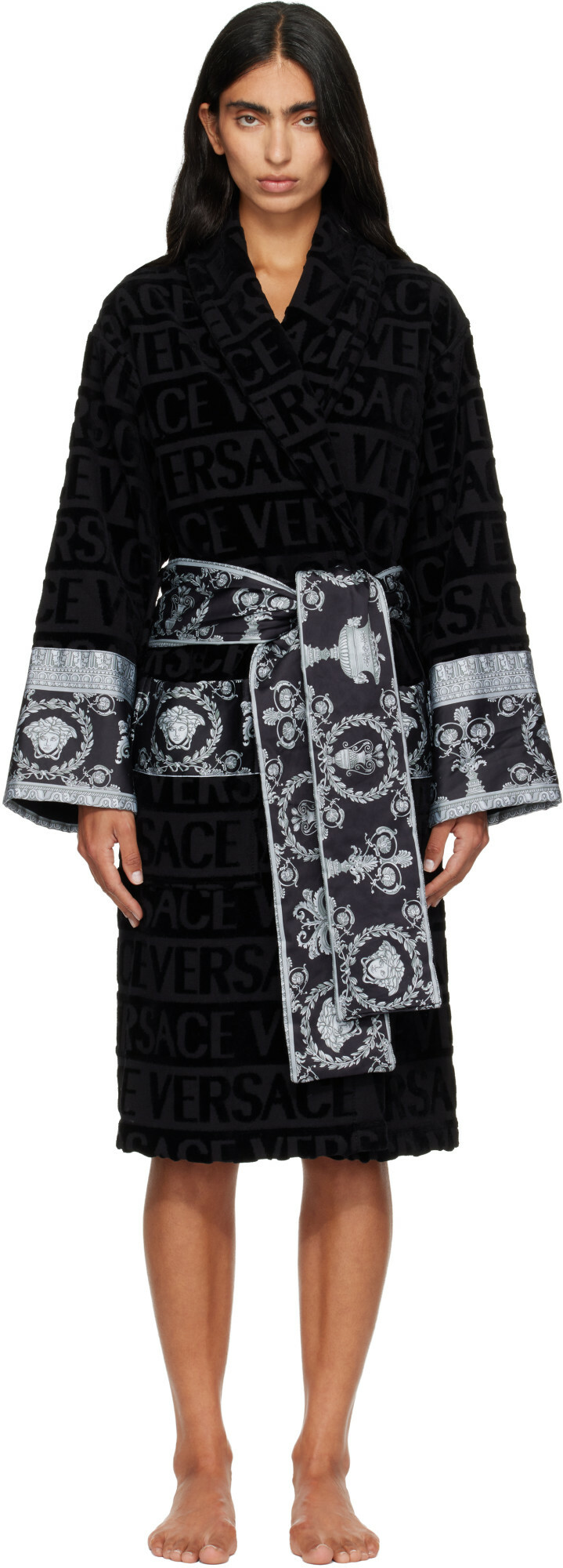 Versace Black 'I Heart Baroque' Bathrobe