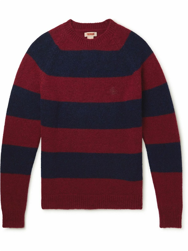 Photo: Baracuta - Shetland Striped Wool-Blend Sweater - Red