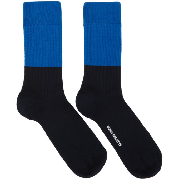 Photo: Norse Projects Navy and Blue Colorblock Bjarki Socks