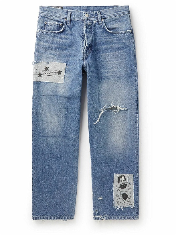 Photo: Enfants Riches Déprimés - Straight-Leg Distressed Patchwork Jeans - Blue
