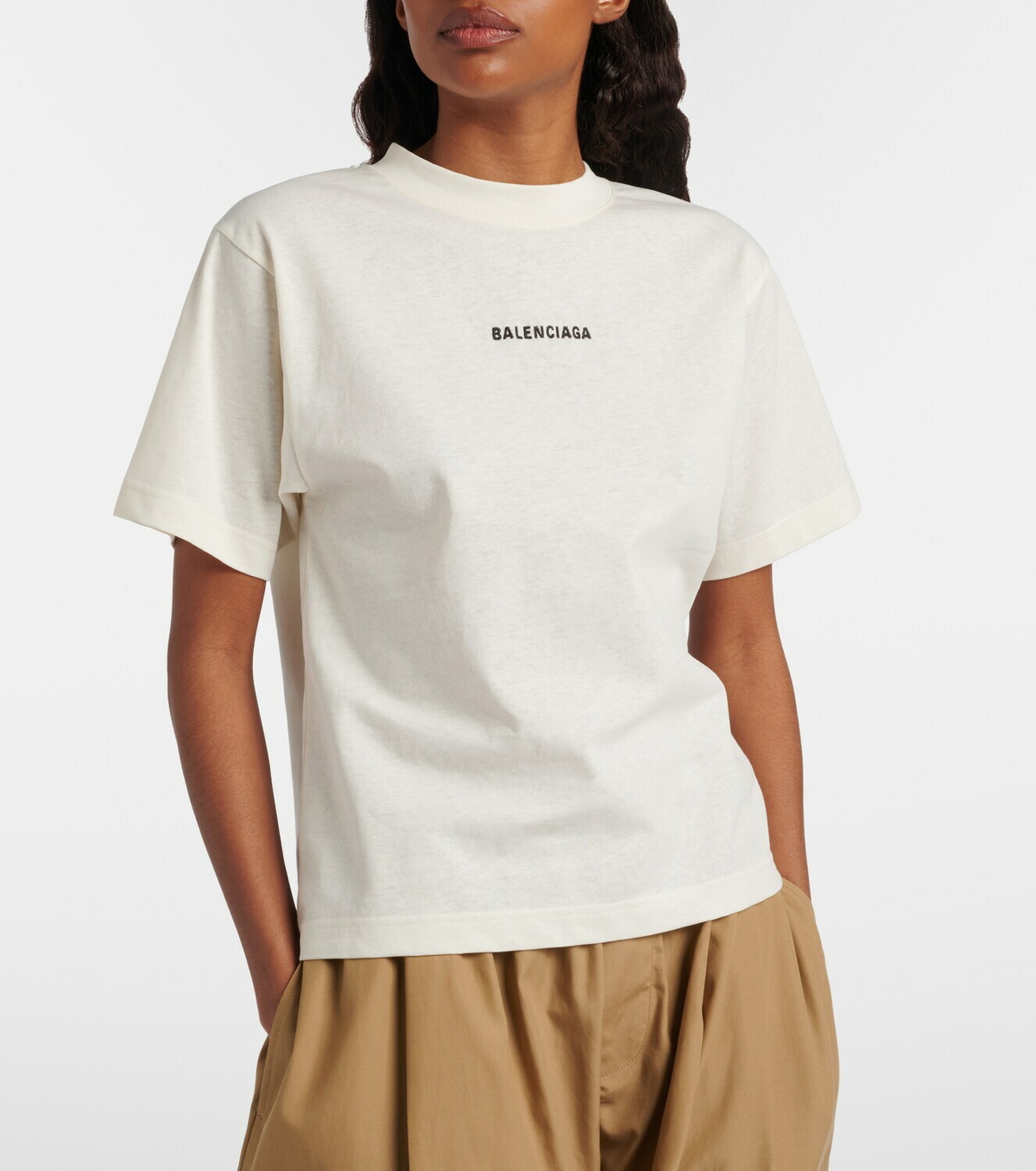 Balenciaga Logo embroidered cotton jersey T-shirt