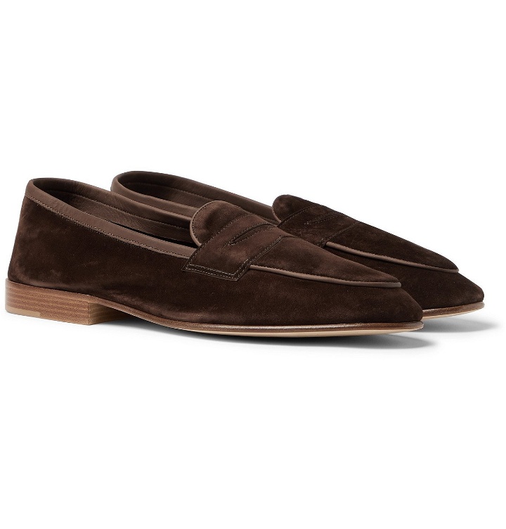 Photo: Edward Green - Polperro Suede Penny Loafers - Brown