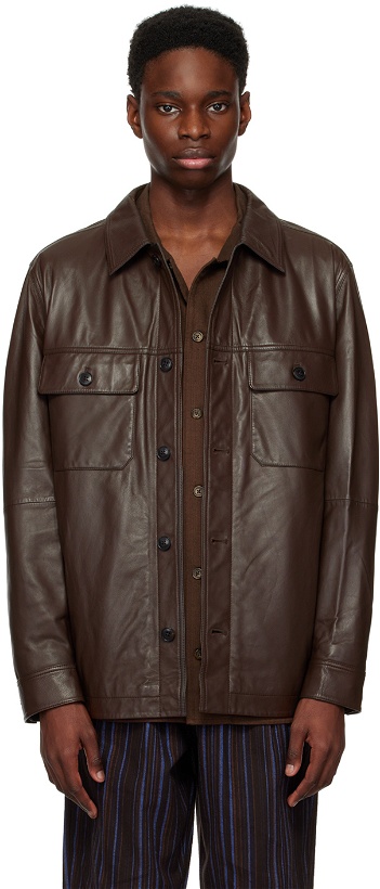Photo: Saturdays NYC Brown Driessen Leather Jacket