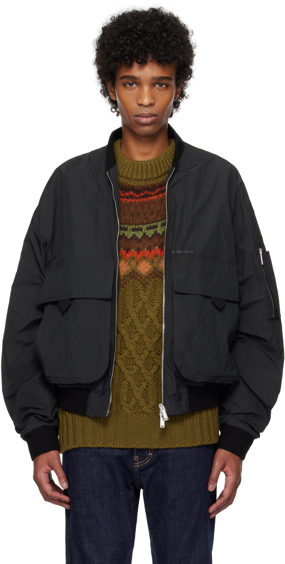 Dsquared2 Black Superlight 80s Bomber Jacket