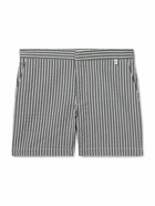 Mr P. - Straight-Leg Mid-Length Striped Seersucker Swim Shorts - Black