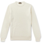 Loro Piana - Girocollo Riverside Garment-Dyed Ribbed Cashmere Sweater - White