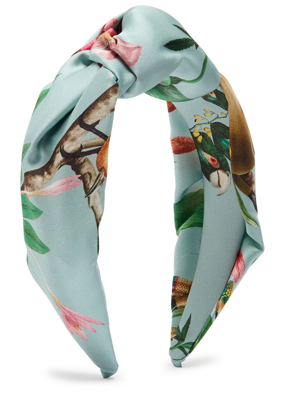 Photo: LA Double J Love Knot Printed Satin Headband - Blue - One Size