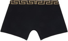 Versace Underwear Black Greca Border Long Boxers