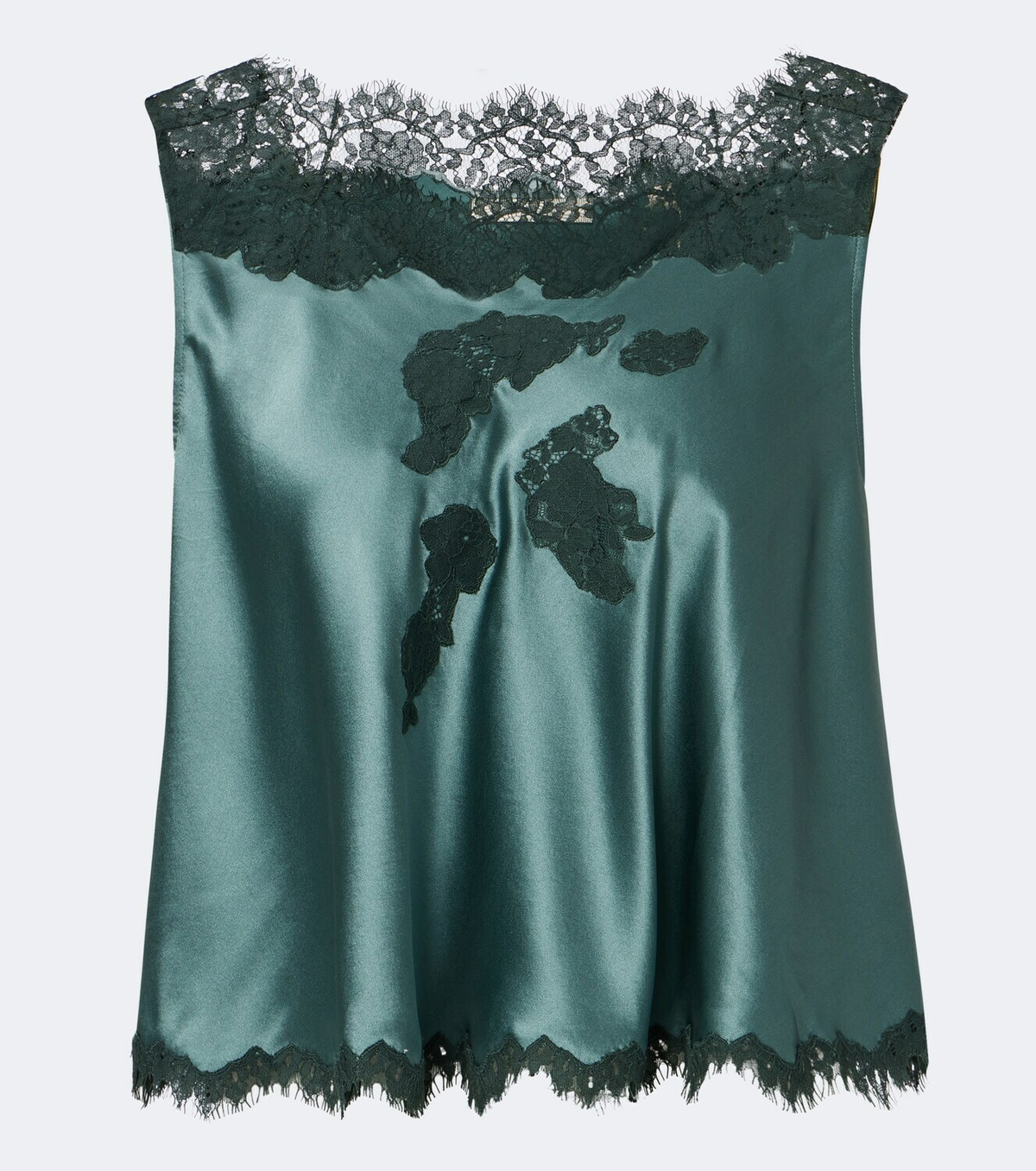 Dôen Valerina lace-trimmed silk satin top