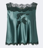 Dôen Valerina lace-trimmed silk satin top