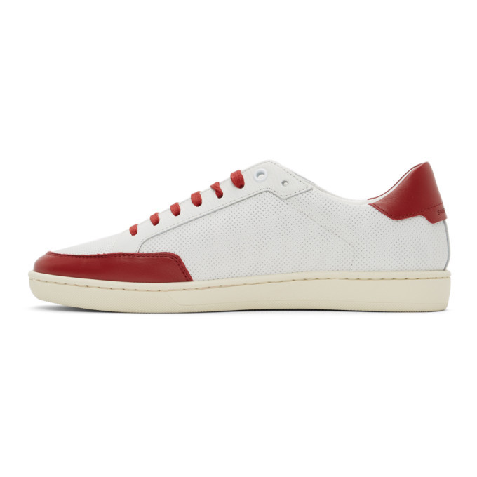 Saint Laurent White and Red Court Classic SL/10 Sneakers