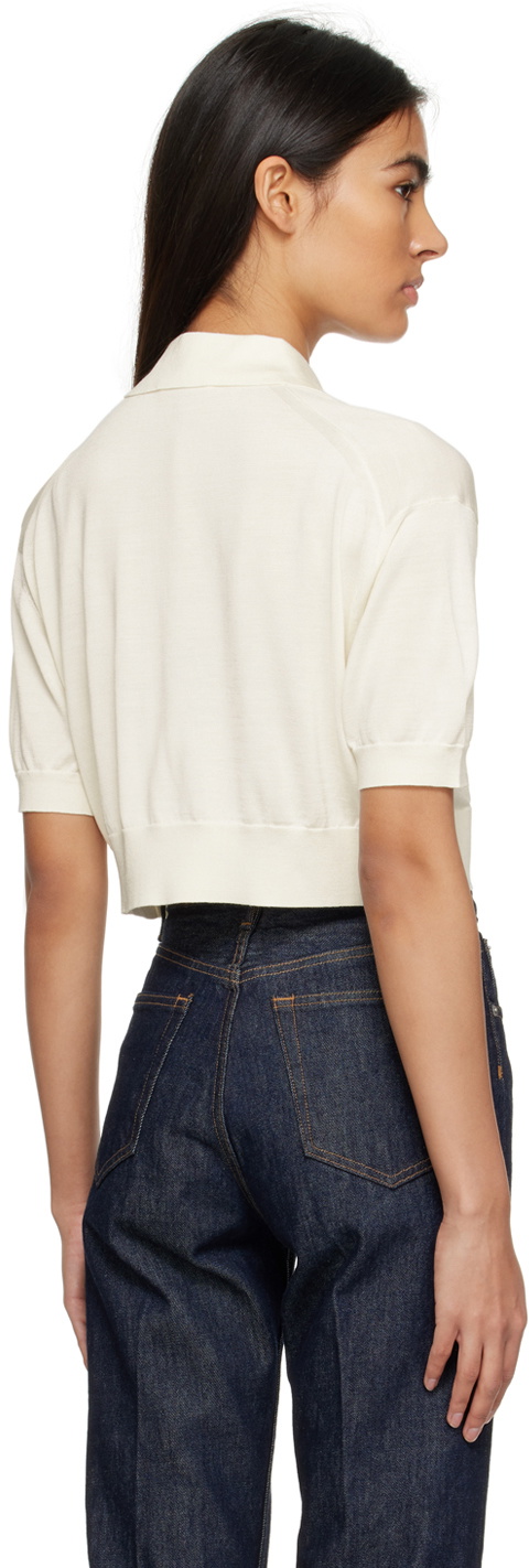 AURALEE White Three-Button Polo