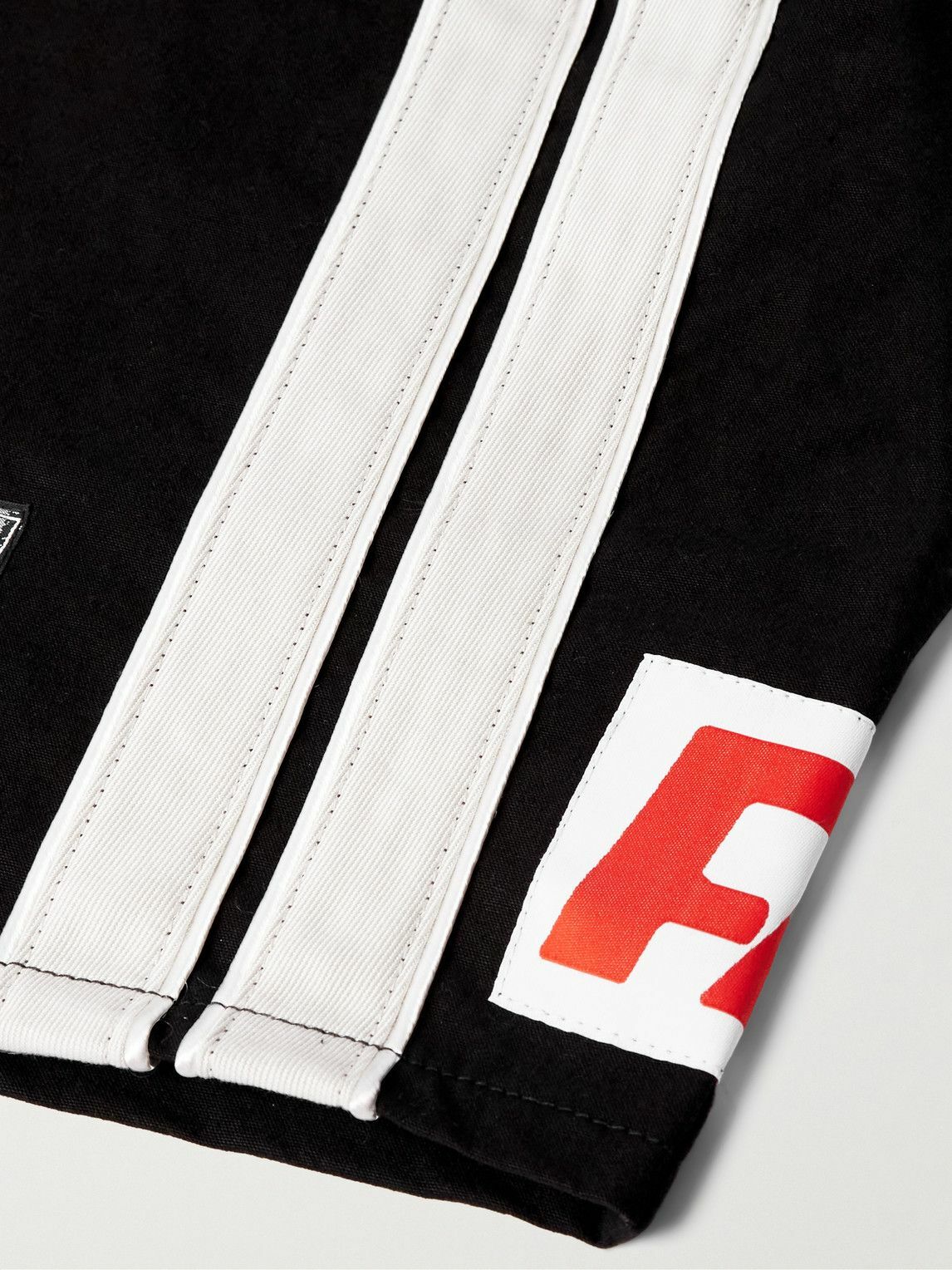 RRR123 - Trappist Straight-Leg Logo-Appliquéd Cotton-Canvas Drawstring Shorts - Black