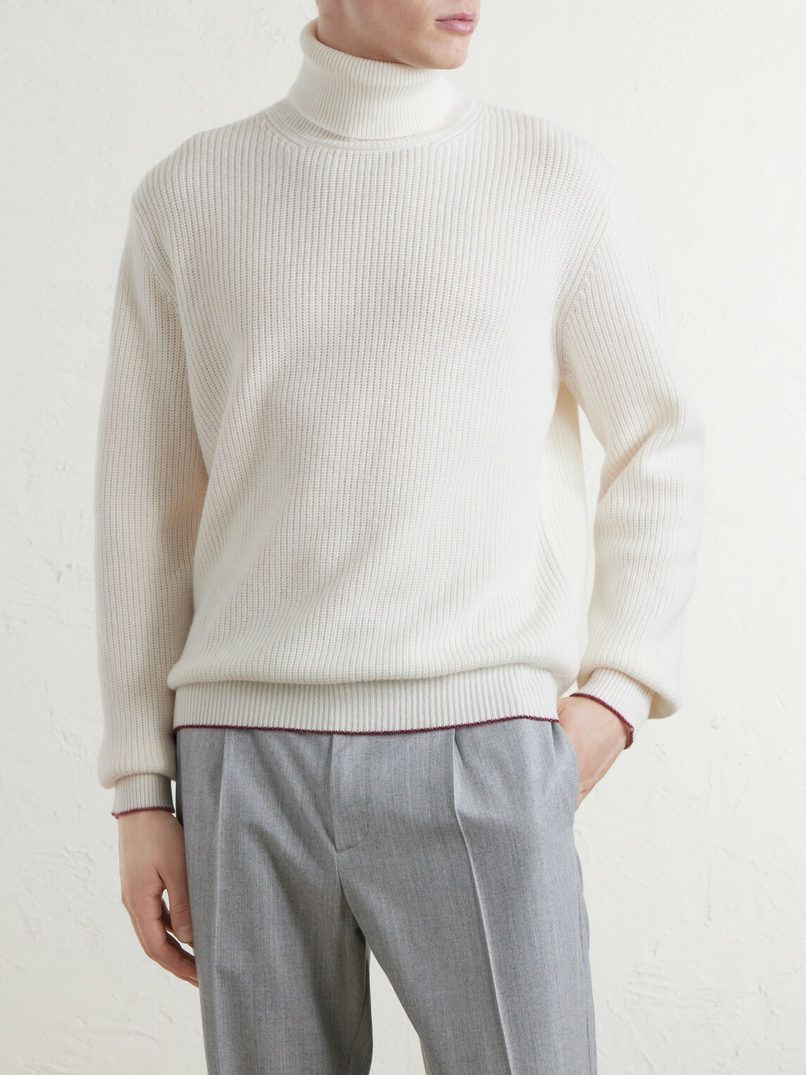 Canali - Wool and Cashmere-Blend Rollneck Sweater - White
