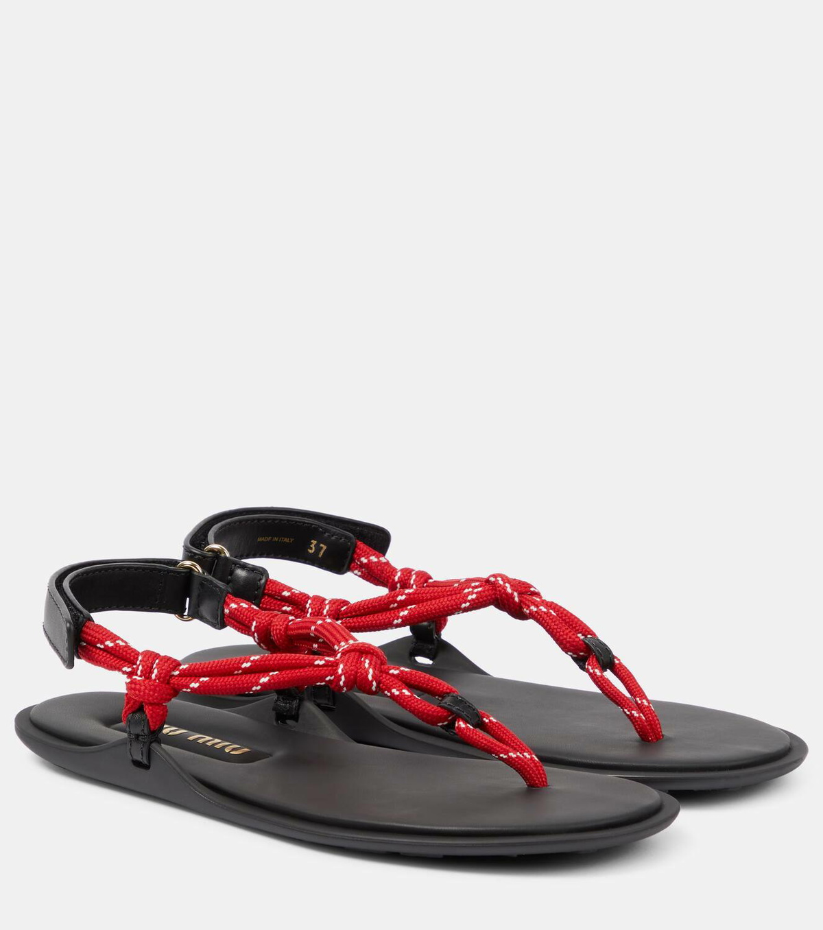 Miu Miu Riviere leather-trimmed thong sandals Miu Miu