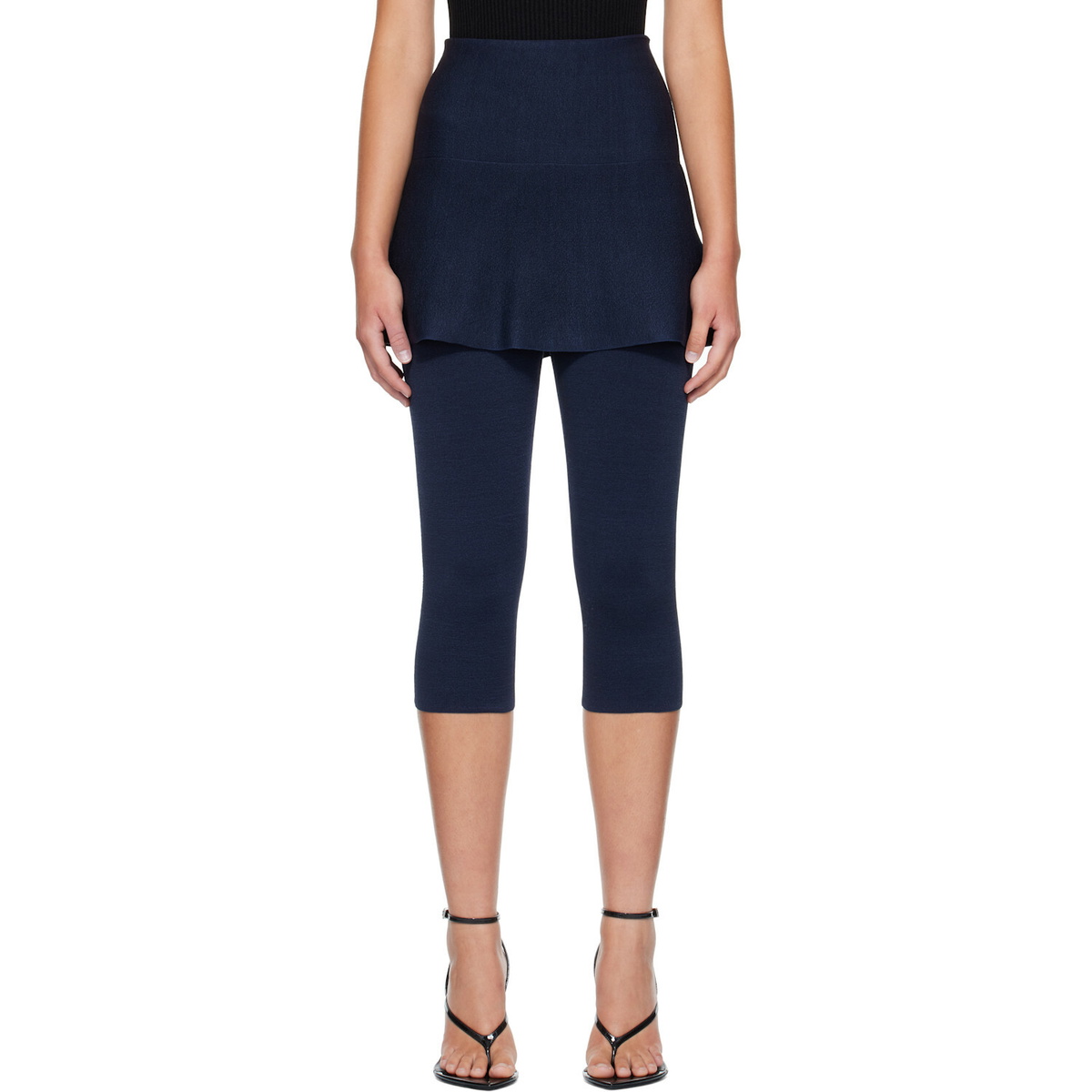 ALAÏA Navy Compact Knit Skirt Leggings