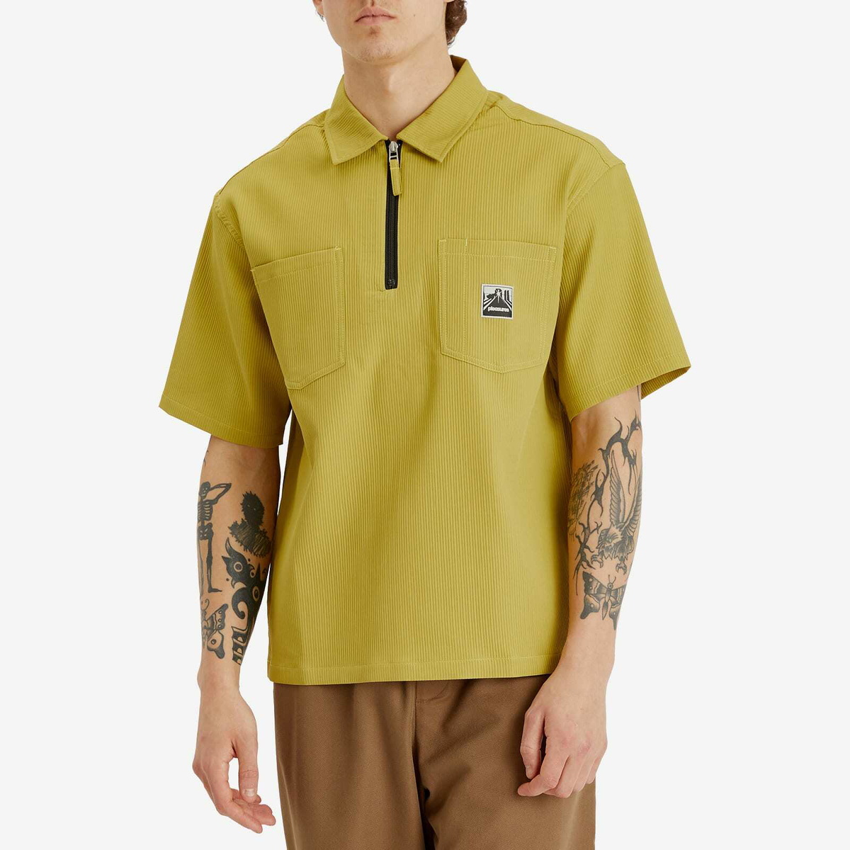 Pleasures Men's Electron Half Zip Shirt in Olive