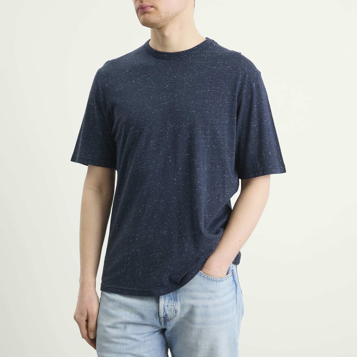 Folk Men's Relaxed Assembly T-Shirt in Navy Nep