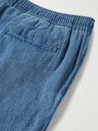 Corridor - Tapered Linen and Cotton-Blend Drawstring Trousers - Blue