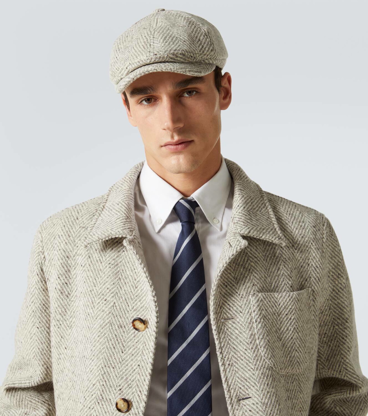 Brunello Cucinelli Herringbone virgin wool newsboy cap Brunello