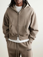 FEAR OF GOD ESSENTIALS - Logo-Appliquéd Cotton-Blend Jersey Zip-Up Hoodie - Brown