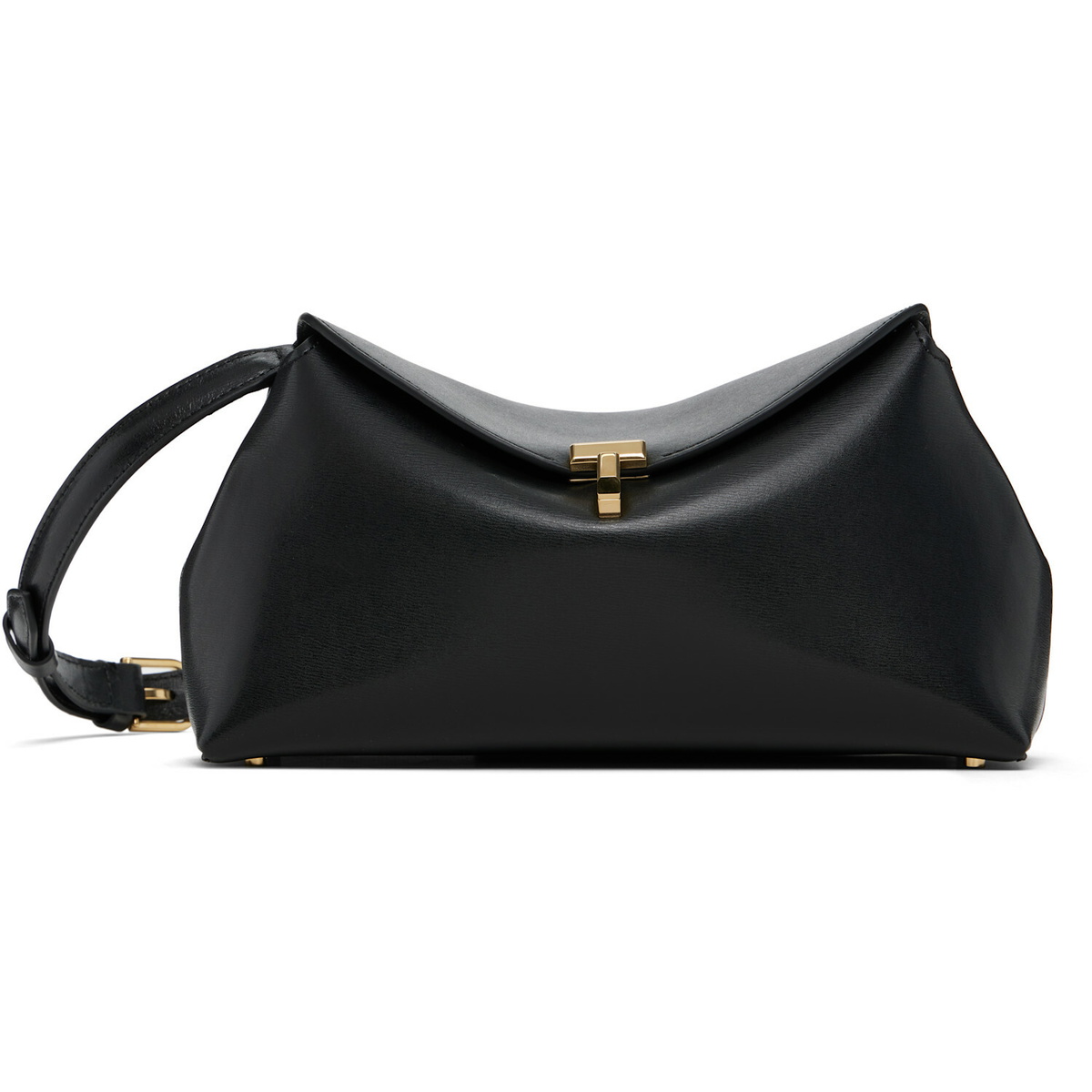 TOTEME Black T-Lock Leather Clutch