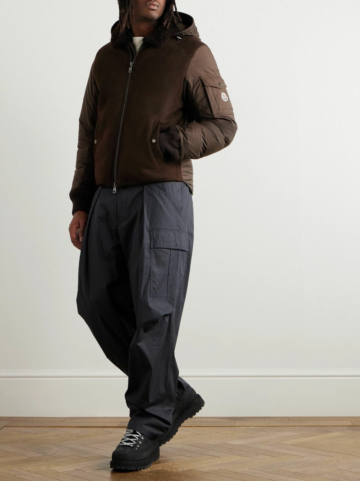 Moncler - Grafenau Shearling-Trimmed Suede, Quilted Shell and Wool