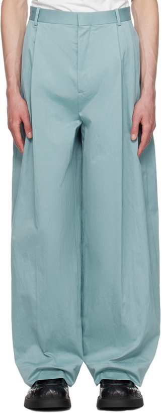 Photo: Bottega Veneta Blue Compact Cotton Trousers